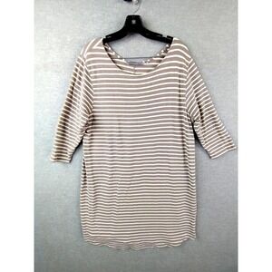 Tasc‎ Womens Dress L Brown Stripe Terry Dress Knit Organic Bamboo Cotton Shift